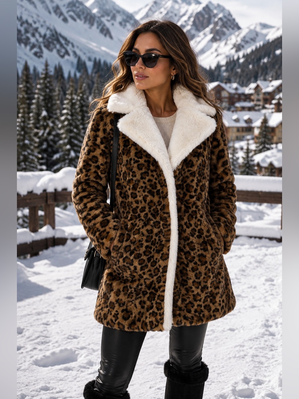 Derek Lam 10 Crosby Soft Leopard-Print Faux-Fur Jacket M